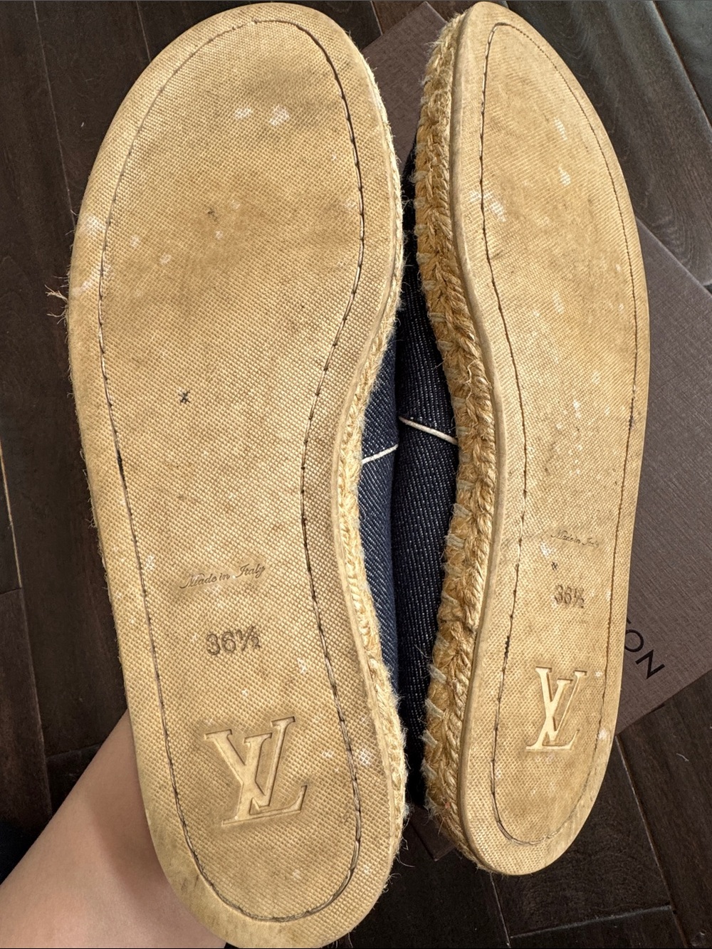 Women Louis Vuitton LV Logo Canvas Espadrilles Flats Shoes Navy Red White 37 - Picture 5 of 9